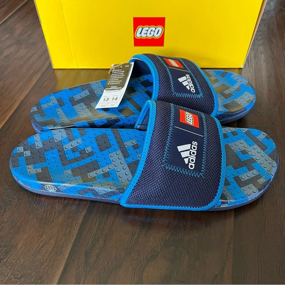 New Adidas Adilette Comfort X Lego Slides Navy Blue Rush Men 13 Women 14 GW0823